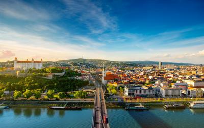 Bratislava aerial cityscape view   SLovakija