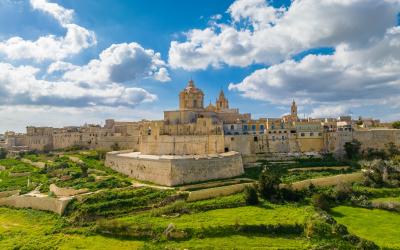 Aerial view of old capital of Malta, Mdina city