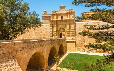 Entrance bridge and gate to Mdina, Malta