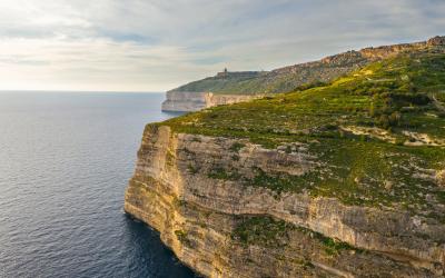 Dingli cliffs. Winter, cloudy. Malta country