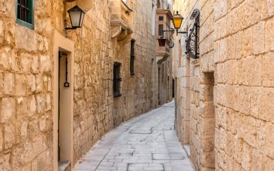 beautiful view of ancient narrow medieval street town Mdina, Malta