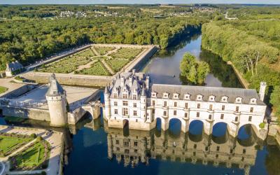 Chenonceaux Castle at sunset in Loire Valley