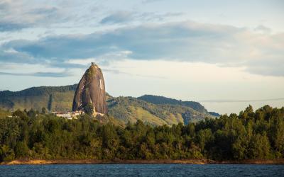 Colombia Peñón de Guatapé seen from the lake