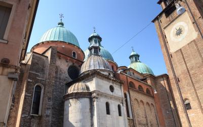 Church Treviso Cathedral with domes in Veneto, Italy