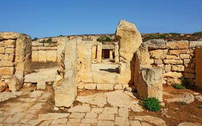 Mnajdra   megalithic temple complex on the southern coast of Malta.