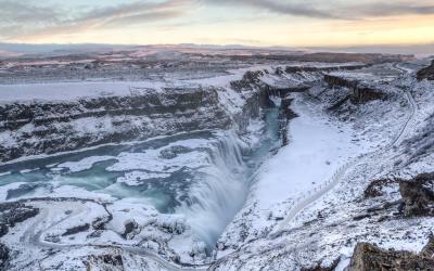 gullfoss, winter, iceland