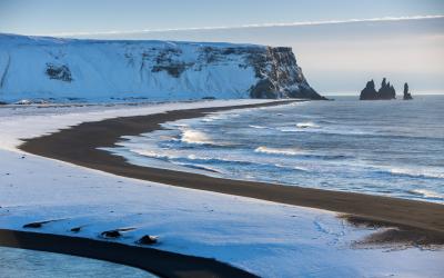 BLack beach, vik ,iceland winter