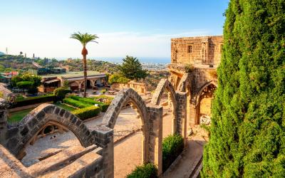 Ruins of the Bellapais Abbey monastery in Northern Cyprus near the town of Kyrenia.