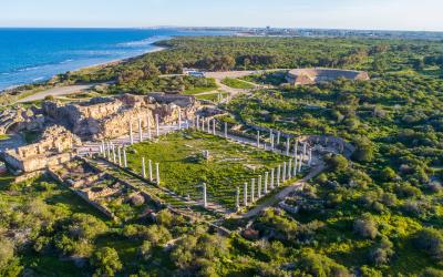 Aerial view of Famagusta ruins in Salamis