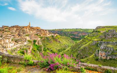 View of the ancient town of Matera,