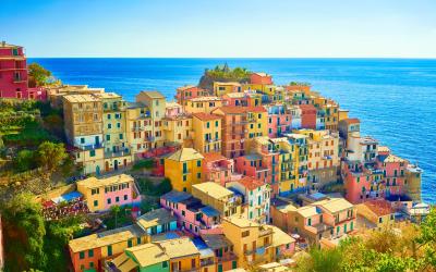 Colorful houses of Manarola, a beautiful village in .Cinque Terre National Park.