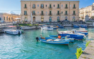 Ortigia harbour in Siracusa Sicily