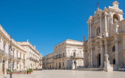 Piazza Duomo and of the Cathedral of Syracuse, Sicily, Italy